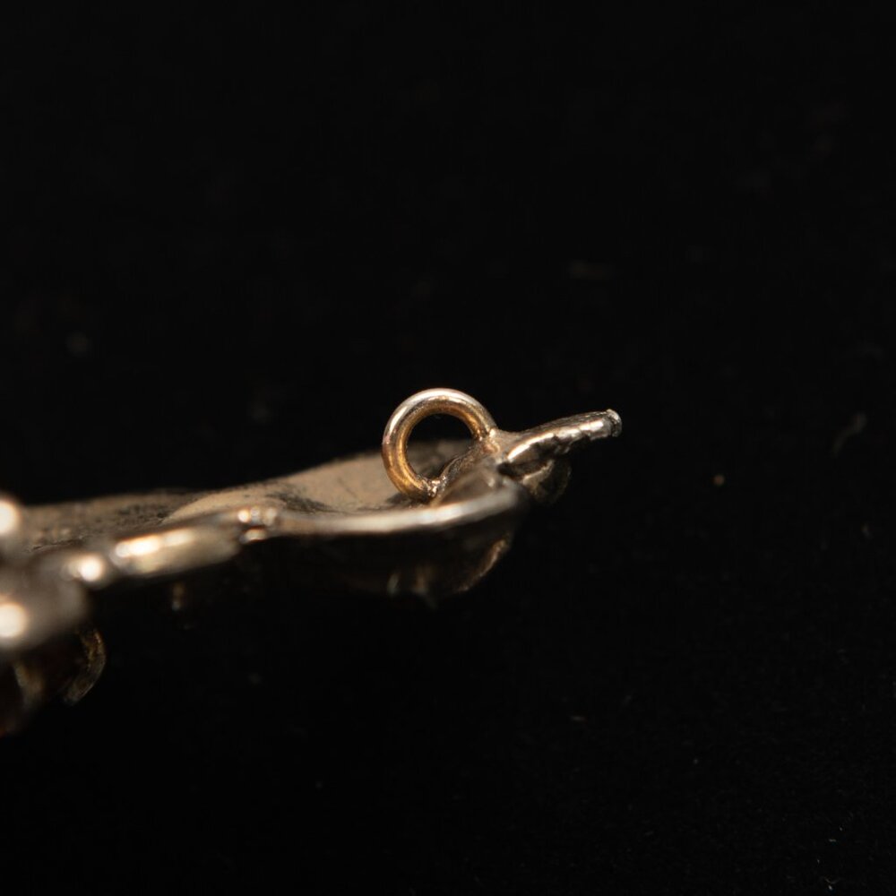 Agnew French Horn Crown Pendant Pin Amber Faced Stone Vintage Bronze - Picture 4 of 7